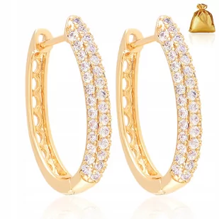 PIĘKNE ZŁOTE KOLCZYKI DAMSKIE Z CYRKONIAMI 18K STAL CHIRURGICZNA ANGIELSKIE - Kolczyki PIĘKNE ZŁOTE KOLCZYKI DAMSKIE Z CYRKONIAMI 18K STAL CHIRURGICZNA ANGIELSKIE - Kolczyki - miniaturka - grafika 1