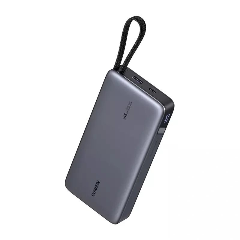 Powerbank 25000mAh Ugreen PB552, 165W, USB-A, USB-C + wbudowany kabel szary