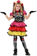 Sukienki - FIESTAS GUIRCA Kostium na Dzień Zmarłych dla Dziewczynki - Wielokolorowy Szkielet Sukienka - Kostiumy na Halloween dla Dziewcząt 7-9 lat - miniaturka - grafika 1