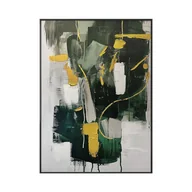 Obrazy i zdjęcia na płótnie - Obraz malowany Abstrakcja zielono-złoty 70 x 100 cm - miniaturka - grafika 1
