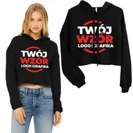 Bluzy damskie - Bluza Krótka Damska Czarna Kreator Twoje Zdjęcie S - miniaturka - grafika 1