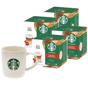 ZESTAW - Kapsułki Nescafé Dolce Gusto STARBUCKS® Hazelnut Macchiato 4x12 sztuk + Porcelanowy kubek Starbucks 370 ml - Kawa w kapsułkach i saszetkach - miniaturka - grafika 1