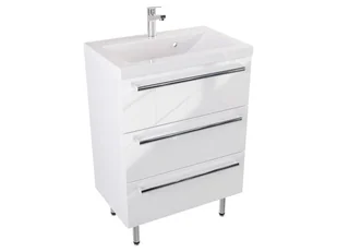 Szafka Stojąca Z Umywalką ATH 60 cm - Biały Wysoki Połysk - Uchwyty Chromowane - Szafki łazienkowe - miniaturka - grafika 1