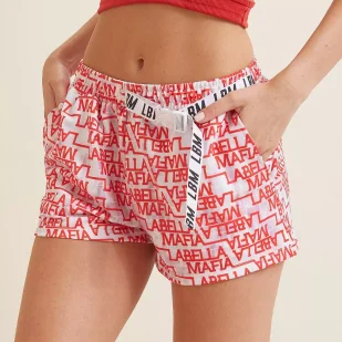 Spodenki krótkie damskie LABELLAMAFIA SHORTS NEUTRAL FLOWERS - Spodenki damskie - miniaturka - grafika 1