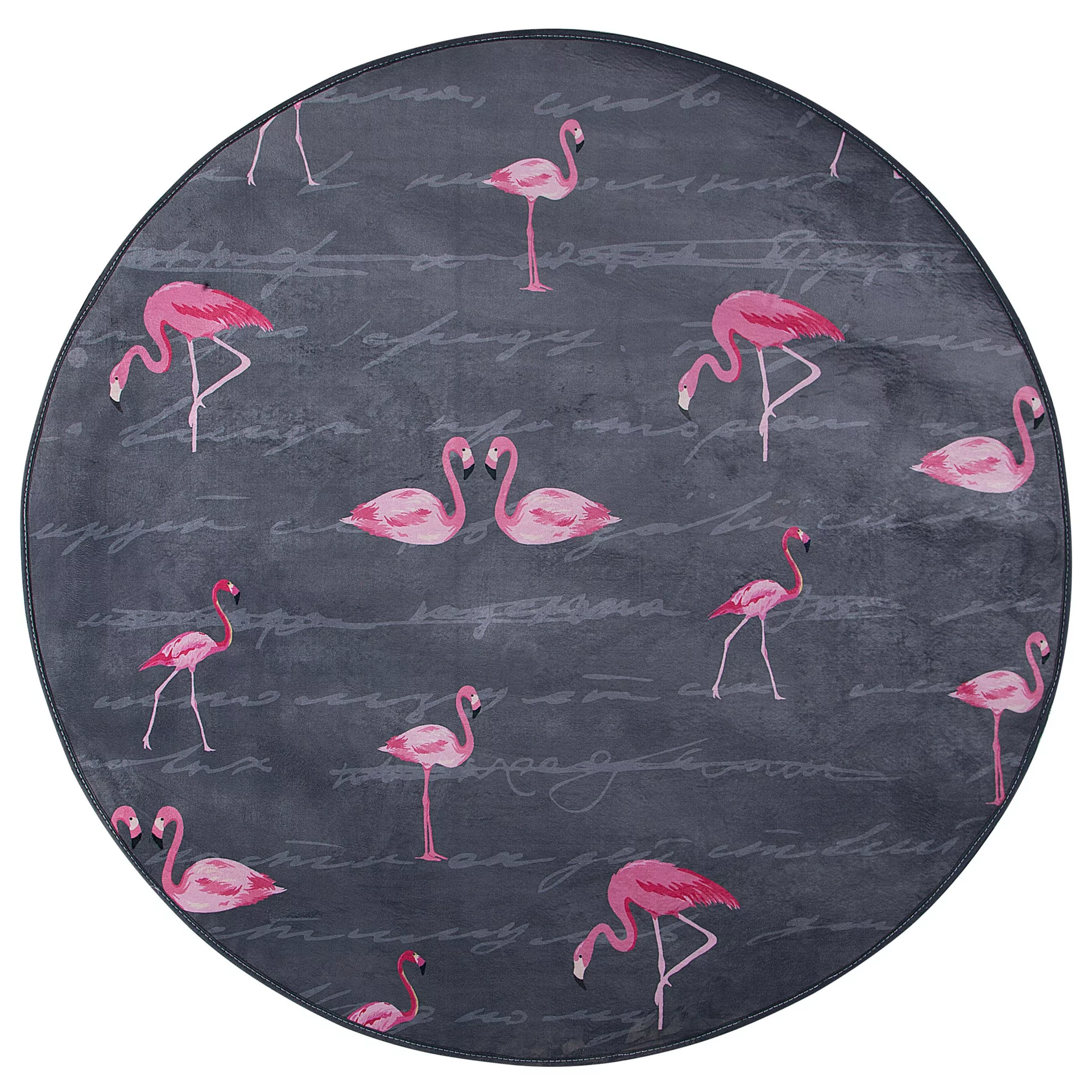 Beliani Dywan okrągły we flamingi 120 cm szary KERTE