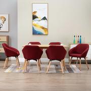 Krzesła - vidaXL Krzesła do jadalni, 6 szt., czerwone wino, tapicerowane tkaniną - miniaturka - grafika 1