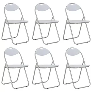 vidaXL Składane krzesła jadalniane, 6 szt., białe, sztuczna skóra - Krzesła - miniaturka - grafika 1