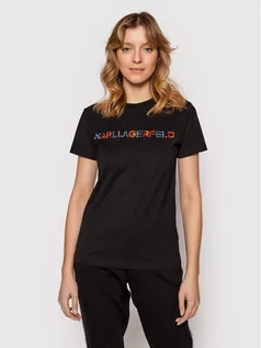 Koszulki i topy damskie - Karl Lagerfeld LAGERFELD T-Shirt 220W1704 Czarny Regular Fit - grafika 1