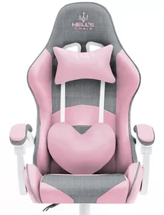 Fotel Gamingowy Hell's Chair Rainbow Różowy Szary Tkanina - Fotele gamingowe - miniaturka - grafika 1