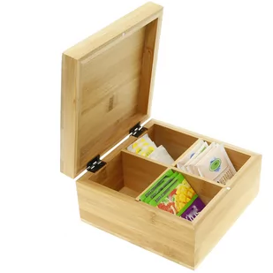 Pudełko Na Herbatę Herbaciarka 4 Przegrody Bambus - Pojemniki kuchenne - miniaturka - grafika 1