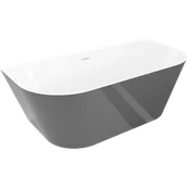 Wanny - Mexen Oval Slim wanna wolnostojąca przyścienna 170 x 80 cm, biała/szara, przelew biały - 52661708062-20 - miniaturka - grafika 1