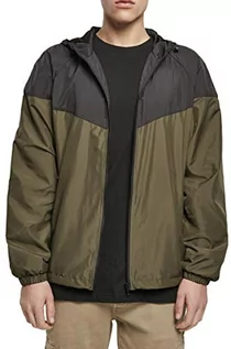 Kurtki męskie - Build Your Brand Kurtka męska 2-Tone Tech Windrunner, Basic męska wiatrówka dostępna w wielu kolorach, rozmiary XS - 5XL, Darkolive/Black, 5XL - grafika 1