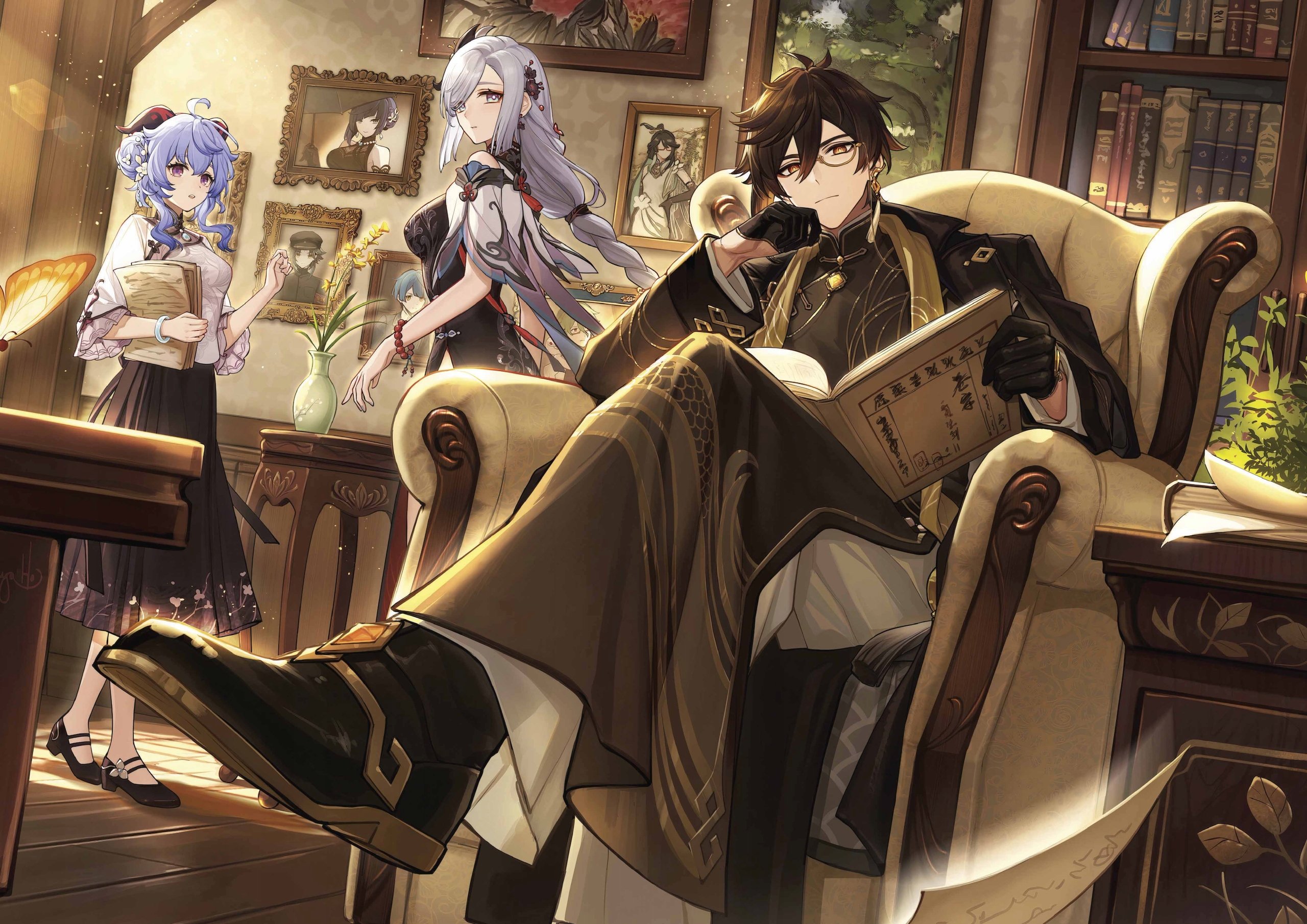 Plakat A3 Genshin Impact Anime Gra Zhongli Morax Ganyu Shenhe