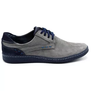Buty męskie skórzane Casual 848 szare - Komodo - Półbuty męskie - miniaturka - grafika 1