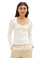Koszulki i topy damskie - TOM TAILOR Denim Damska koszulka z długim rękawem, 10348 - Gardenia White, XXL - miniaturka - grafika 1