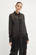 Koszule damskie - Karl Lagerfeld koszula damska kolor czarny relaxed z kołnierzykiem klasycznym 246W1607 - miniaturka - grafika 1