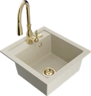 Zlewozmywaki z baterią - Mexen Vito zlewozmywak granitowy 1-komorowy z baterią kuchenną Savita, beżowy - 6503-69-672601-50 - miniaturka - grafika 1