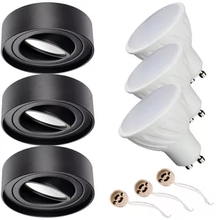3x Oprawa H29 Natynkowa halogenowa TUBA RUCHOMA CZARNA + GU10 5W WW - Lampy pozostałe - miniaturka - grafika 1