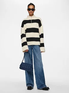 Pieces Sweter "Nalini" w kolorze kremowo-czarnym - Swetry damskie - miniaturka - grafika 1