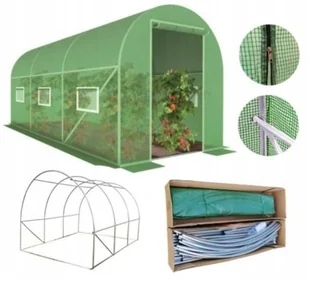 Tunel Foliowy Ogrodowy 6 M² 200x300 Zielony Foliak Szklarnia Stelaż + Folia - Szklarnie ogrodowe - miniaturka - grafika 1
