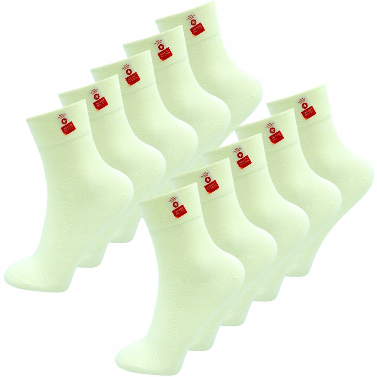 10x Skarpety Damskie MEDYCZNE Długie BAWEŁNA 97% Skarpetki Ecru 38-41