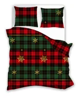 Pościel - Faro, Pościel bawełna, 160x200+2x70x80 cm, Nordic 005 Krata złote gwiazdy - miniaturka - grafika 1