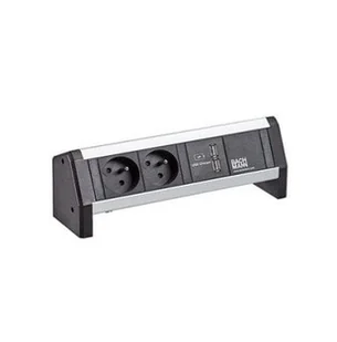 BACHMANN DESK 2xUTE 1xŁadowarka USB GST18 czarny - Gniazdka elektryczne - miniaturka - grafika 1