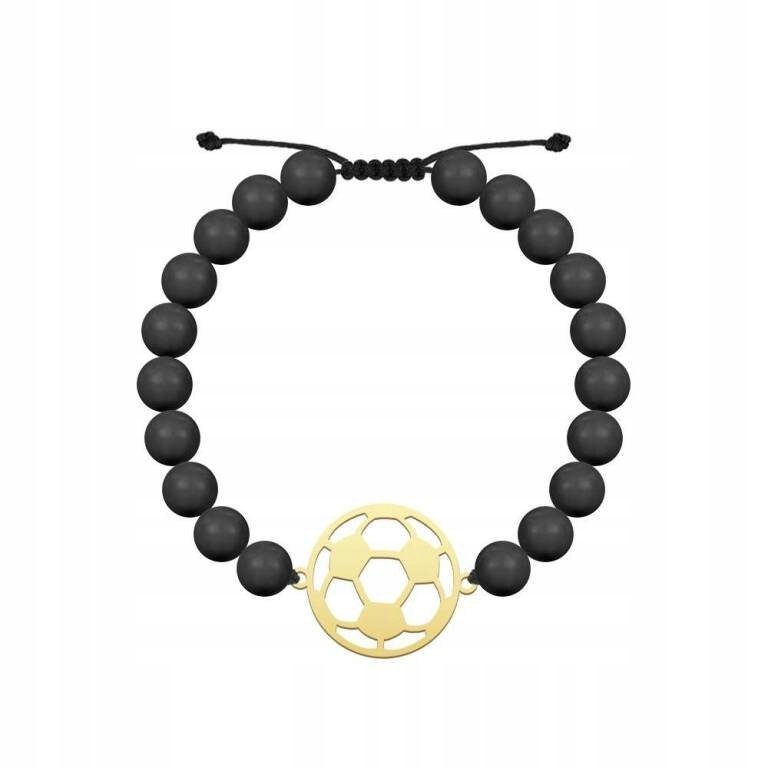 Bransoleta Złota Piłka Nożna Męska z perłami 925 DEDYKACJA GRATIS