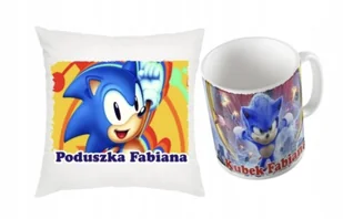 ZESTAW PODUSZKA + KUBEK Prezent SONIC SONIK THE HEGEHOG JEŻYK + IMIĘ 23 - Gadżety dla niej i dla niego - miniaturka - grafika 1