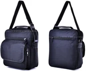 Teczki i aktówki - G1-16 CZARNA TORBA MĘSKA NA RAMIĘ DO PRACY PIONOWA TECZKA BHP 31x37x18cm 9L - miniaturka - grafika 1