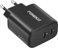 Zasilacze do laptopów - FoneKit GaN PD 65W AC power adapter, USB-C + USB-C, black PD-545 - miniaturka - grafika 1