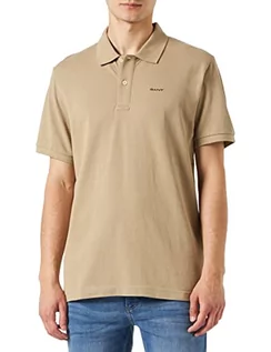 Koszulki męskie - GANT Męska koszulka polo Md. Ss Pique Rugger, Concrete Beige, XL - grafika 1