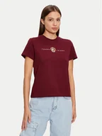 Koszulki i topy damskie - Tommy Jeans T-Shirt Crest Linear DW0DW18795 Bordowy Regular Fit - miniaturka - grafika 1