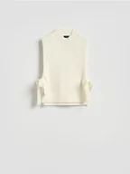 Swetry damskie - Reserved - Kołnierz z domieszką wełny - kremowy - miniaturka - grafika 1