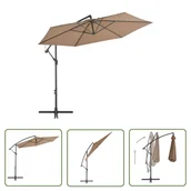 Parasole ogrodowe - The Living Store Parasol wiszący z aluminiowym słupkiem - 300 cm - taupe - Parasol Wiszący - miniaturka - grafika 1