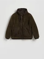 Kurtki męskie - Reserved - Kurtka sherpa z kapturem - ciemnobrązowy - miniaturka - grafika 1