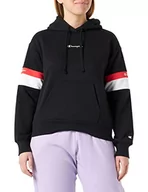 Bluzy damskie - Champion Damska bluza z kapturem Legacy Heritage Block Powerblend z kapturem, czarna, L - miniaturka - grafika 1