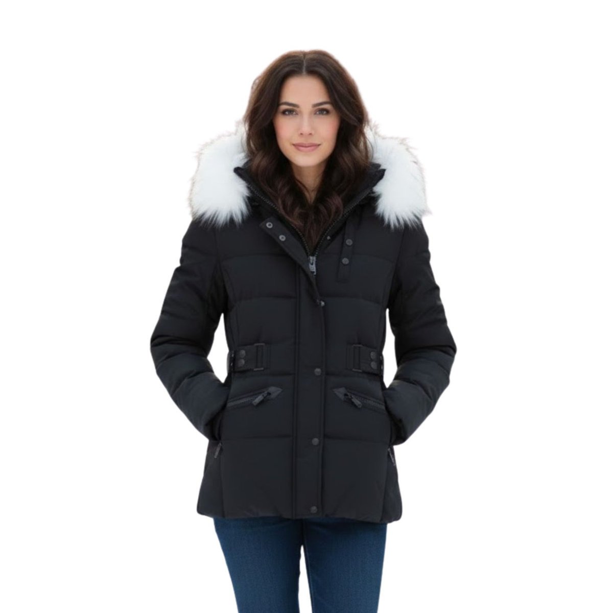 Kurtka damska GeoNorway Expedition Chester zimowa długa czarna z kapturem-XL