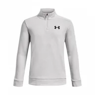 Bluzy dla chłopców - Chłopięca bluza treningowa nierozpinana bez kaptura Under Armour UA Armour Fleece 1/4 Zip - biała - miniaturka - grafika 1