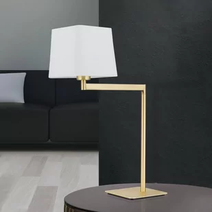 Lampa stołowa z tkaniny Carlton, mosiądz matowy - Lampy stojące - miniaturka - grafika 1