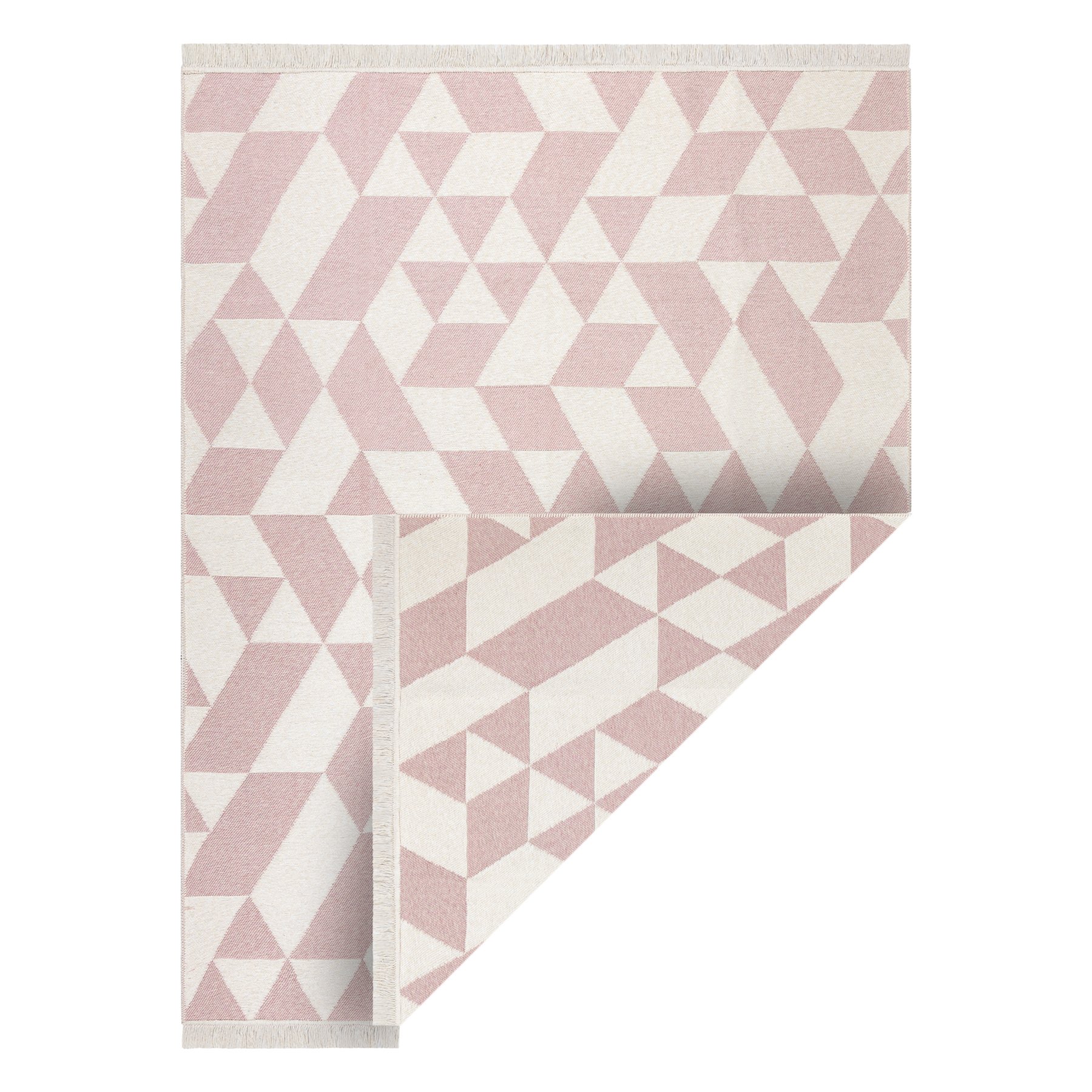 Dywan TWIN 22992 Geometryczny, bawełna, dwustronny Ekologiczny frędzle - / krem różowy 80x300 cm