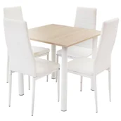 Meble do sypialni - Zestaw stół Lugano 80 sonoma i 4 krzesła Nicea białe - miniaturka - grafika 1