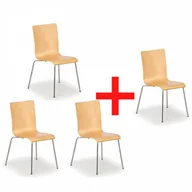 Fotele i krzesła biurowe - B2B Partner Krzesło drewniane CLASSIC 3+1 GRATIS, kolor naturalny 483051 - miniaturka - grafika 1