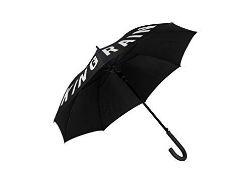 Fisura Duży parasol młodzieżowy, automatyczny parasol z przyciskiem. Wytrzymały parasol z nadrukiem, średnica 106 cm., F*cking rain, czarny, talla única, Klasyczny