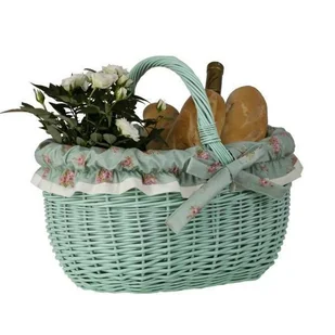 Wiklinowy Malowany Kosz Torba Na Zakupy Obszyta Tkaniną 42X34 H23/36 Cm - Torby i wózki na zakupy Wiklinowy Malowany Kosz Torba Na Zakupy Obszyta Tkaniną 42X34 H23/36 Cm - Torby i wózki na zakupy - miniaturka - grafika 1