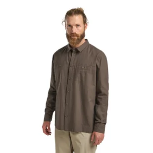 Męska koszula konopna Jack Wolfskin TARANGO LS SHIRT M cold coffee - S - Koszule męskie - miniaturka - grafika 1
