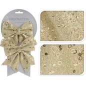 Ozdoby bożonarodzeniowe - Kokarda szampańskie złoto 13 cm 2 sztuki mix - miniaturka - grafika 1