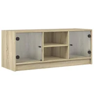 Szafki RTV - vidaXL Szafka pod TV z przeszklonymi drzwiami dąb sonoma 102x37x42 cm - miniaturka - grafika 1