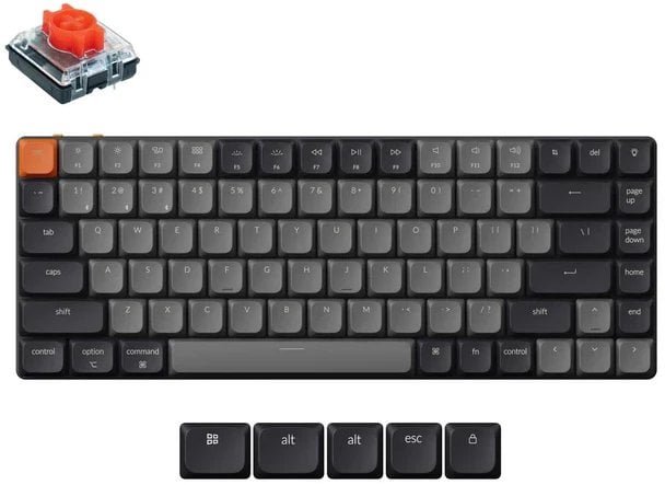 Keychron - K3 QMK Wireless Mechanical Keyboard Version 3 RGB Backlight Hot-Swappable / Keychron Low Profile 2.0 Mechanical / Red
