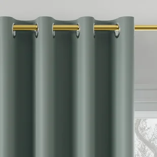 Gotowa zasłona blackout na przelotkach, 85% zaciemniająca, kolor zielony szałwiowy, rozmiar: 140x250 cm - Zasłony - miniaturka - grafika 1